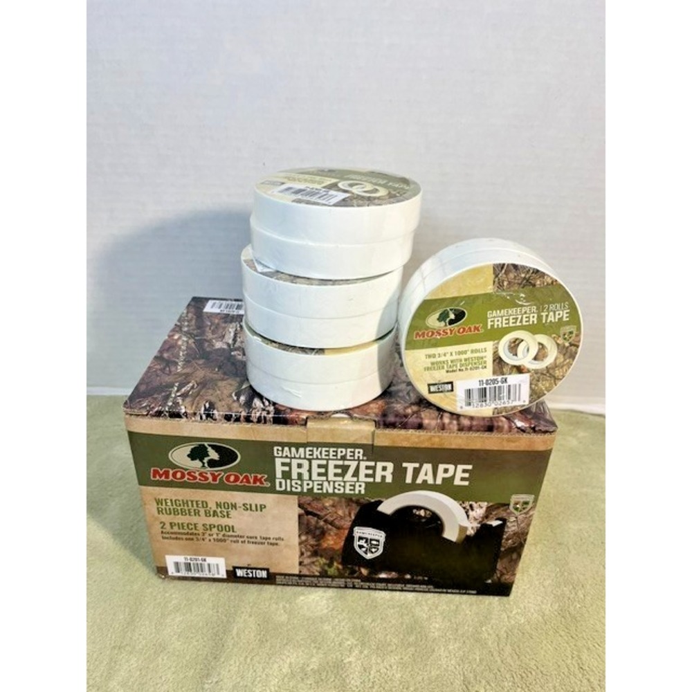 Weston Mossy Oak GameKeeper Freezer Tape Dispenser & 9 Rolls of Tape NEW